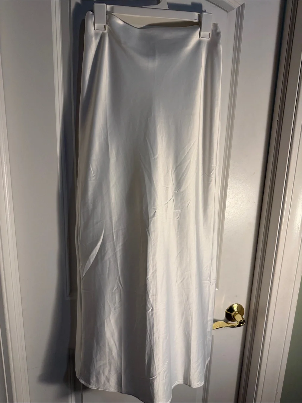 Silky White Bias-Cut Midi Slip Skirt - Picture 1 of 5